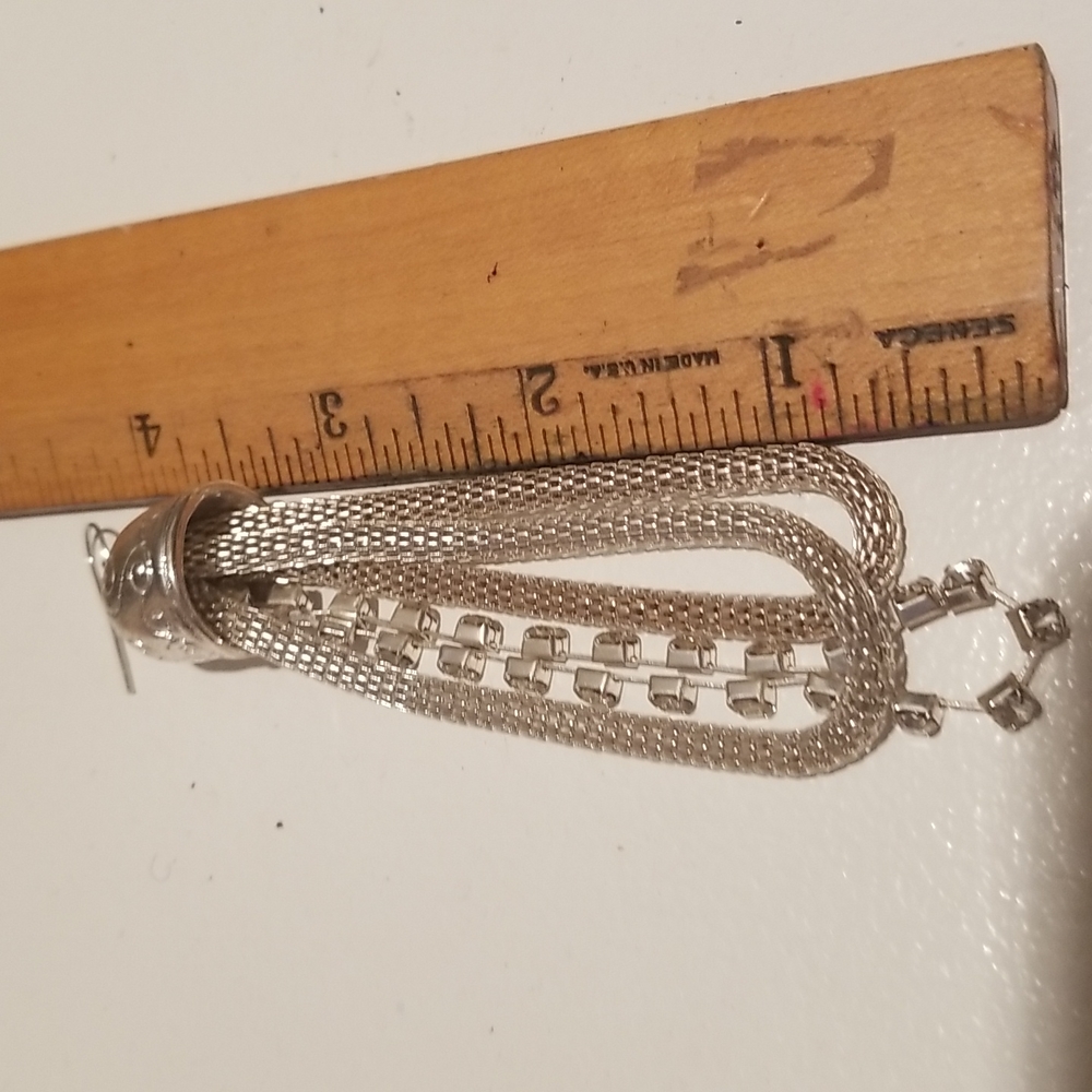 SILVER EARRINGS WITH DANGLING RHINESTONES - Picture 5 of 5